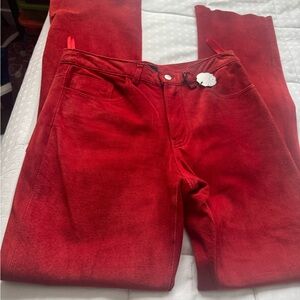 Express Women's Red Suede Jeans